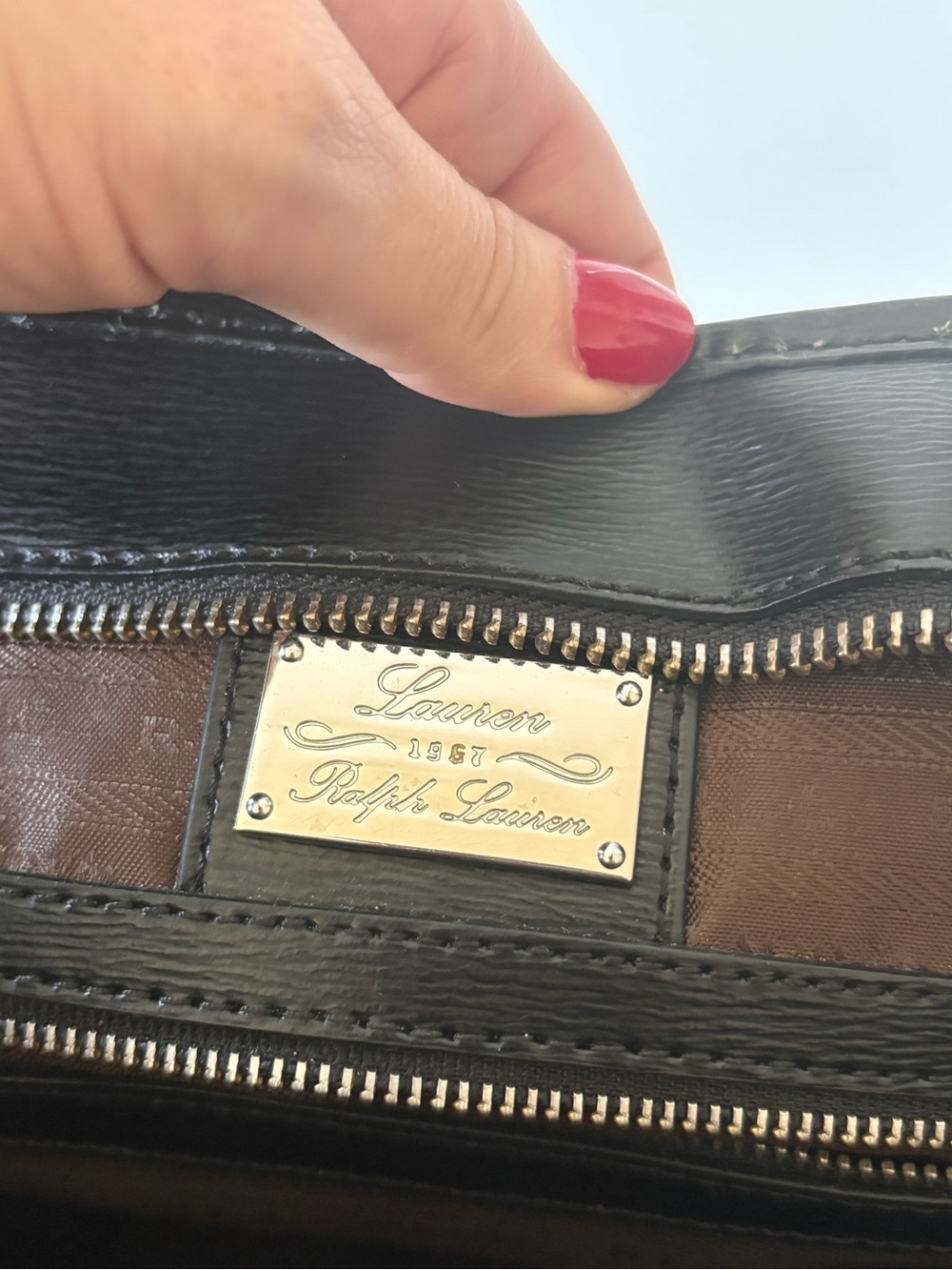 Lauren Ralph Lauren Black Leather Tote Bag - Picture 6 of 8